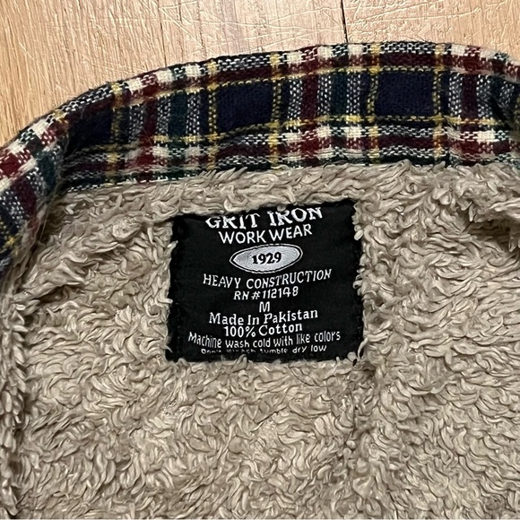 Grit Iron Workwear Flannel Plaid Jacket Mens Medium Fleece Lined Multicolored - Picture 2 of 8